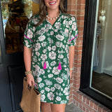 Jordana  Green Floral Dress