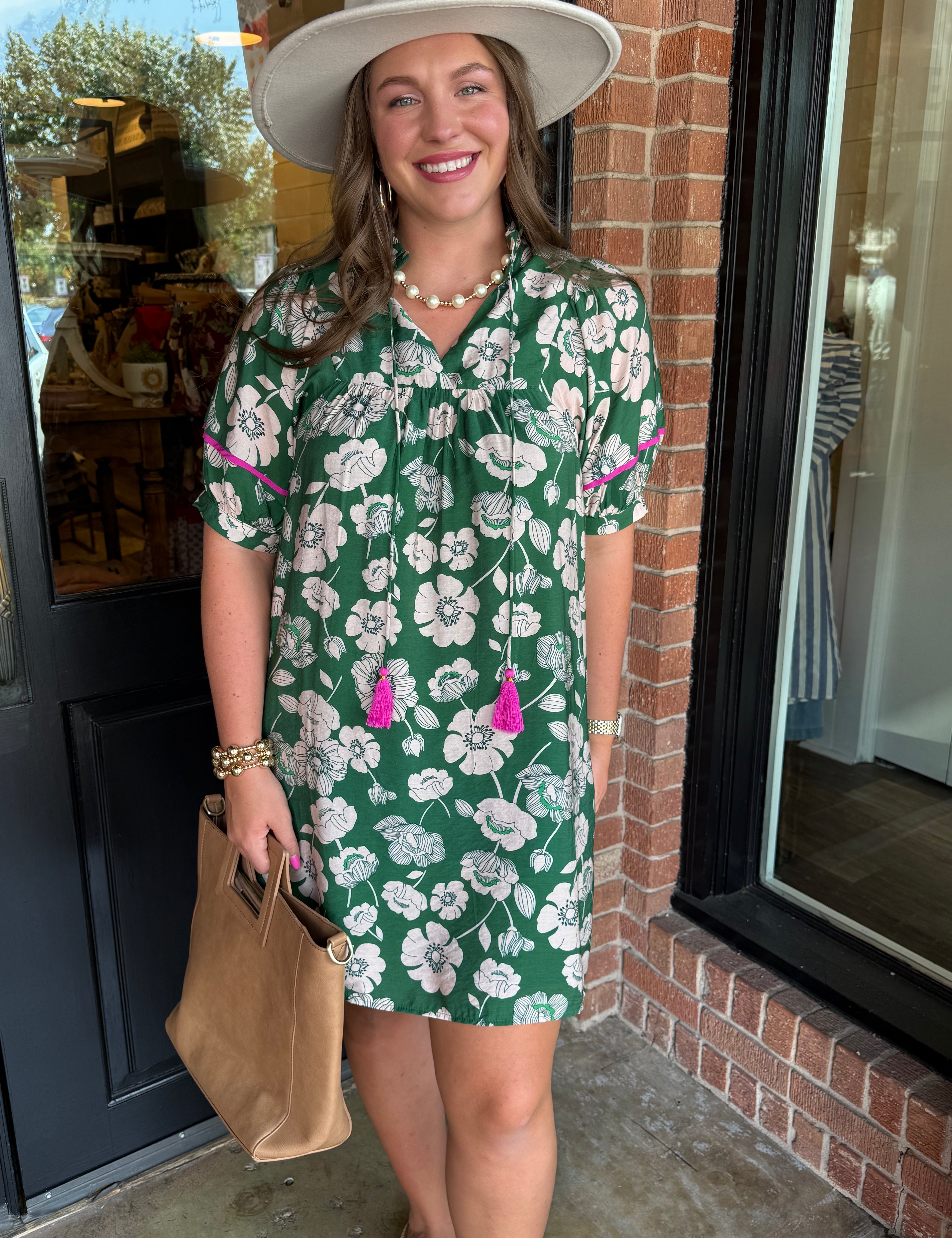 Jordana  Green Floral Dress