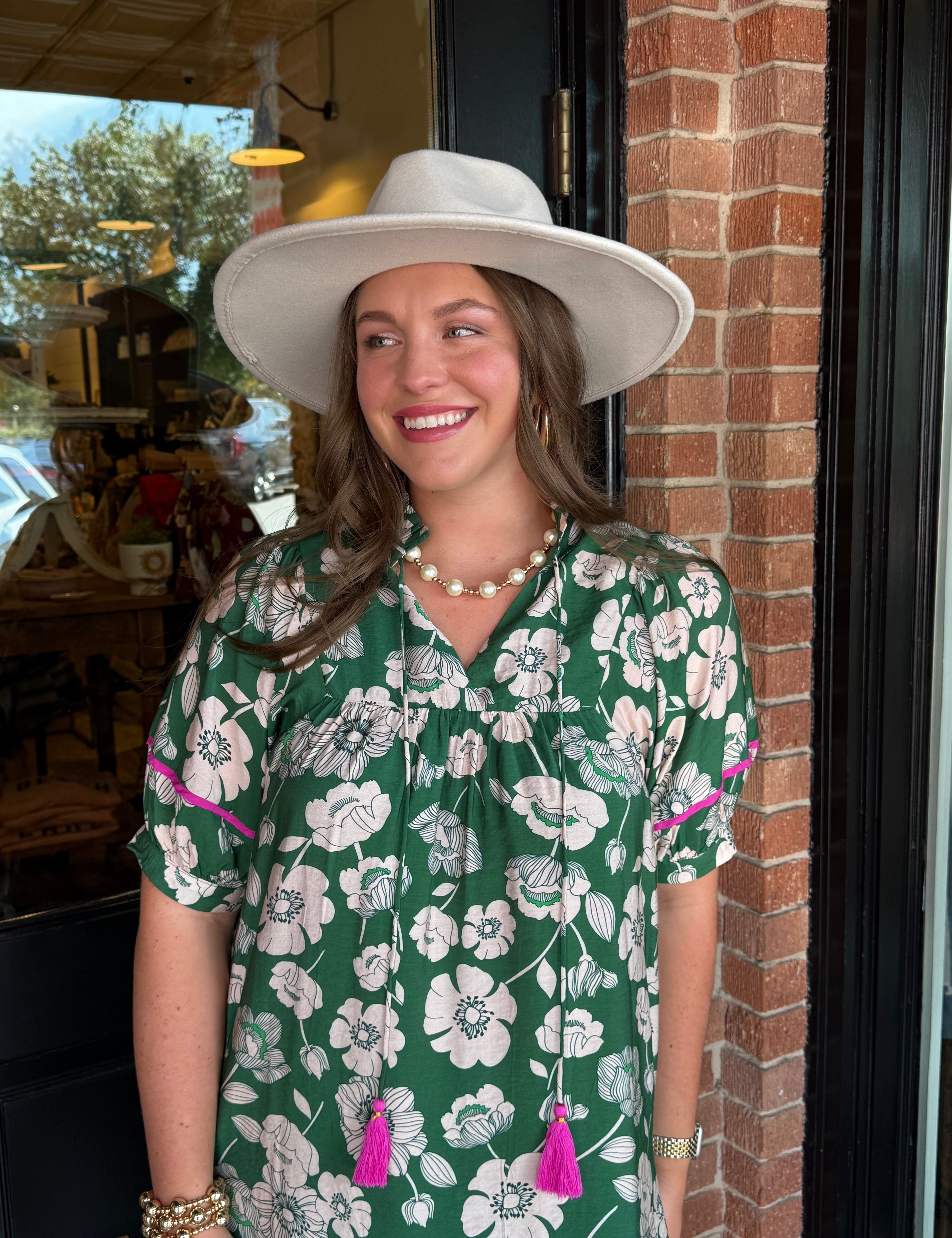 Jordana  Green Floral Dress
