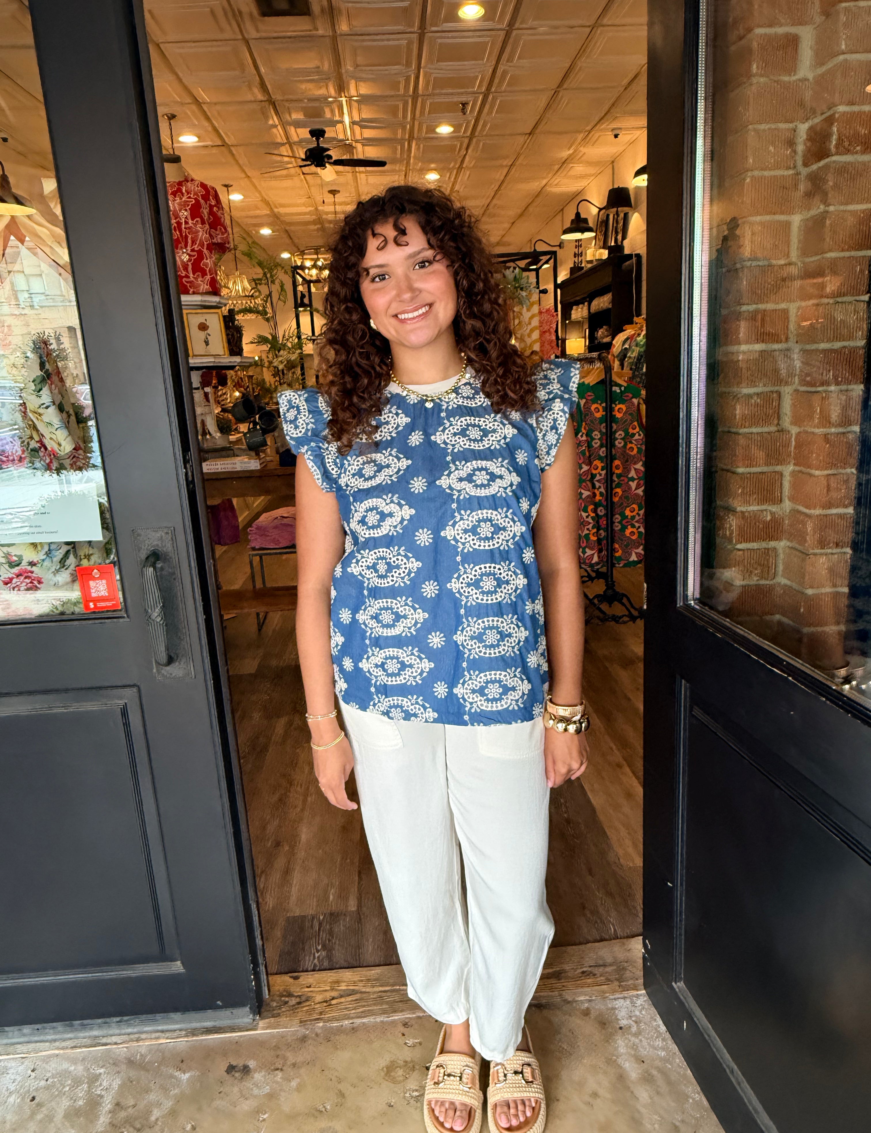Fran Ruffle Sleeve Top