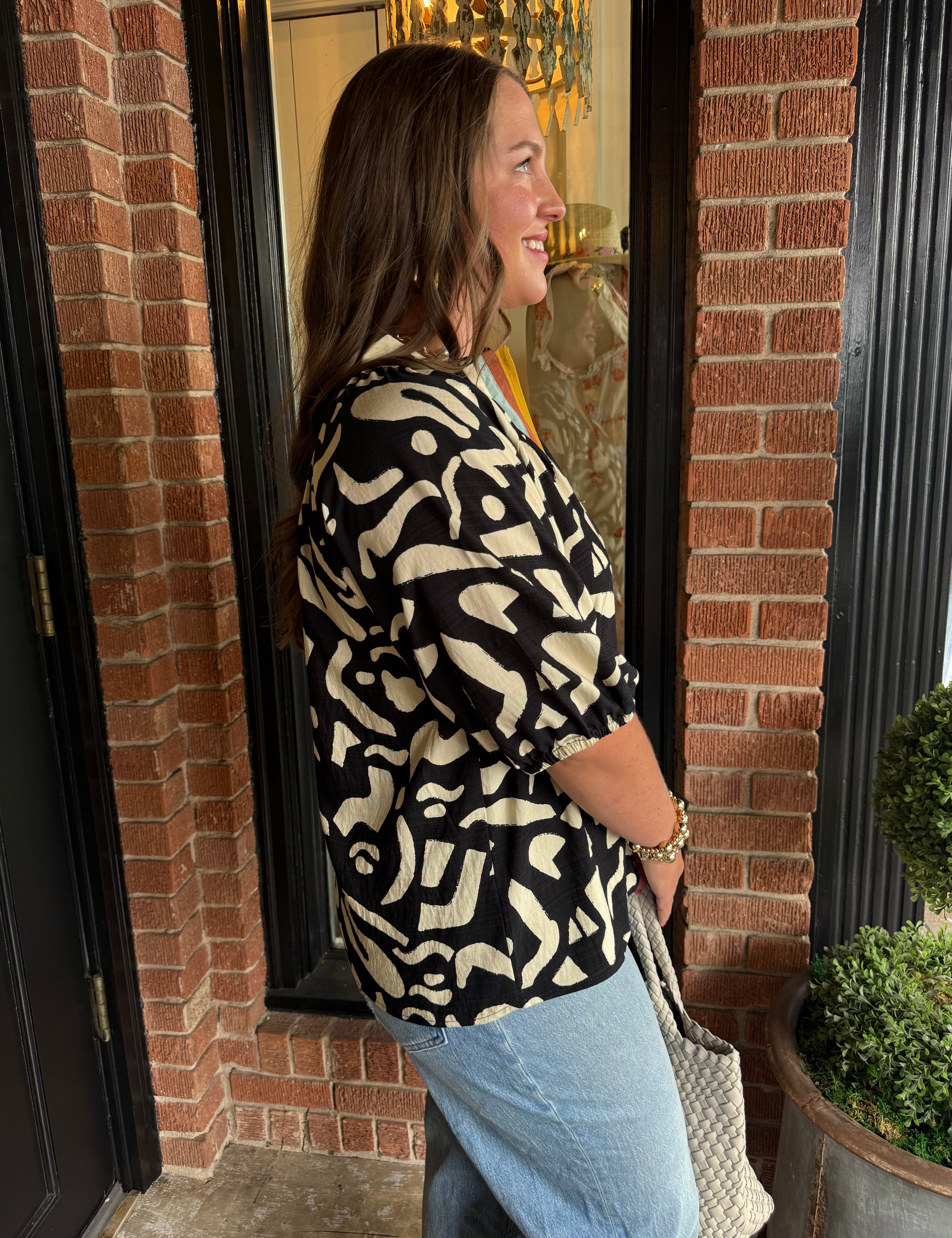 Lucille Abstract Print Top