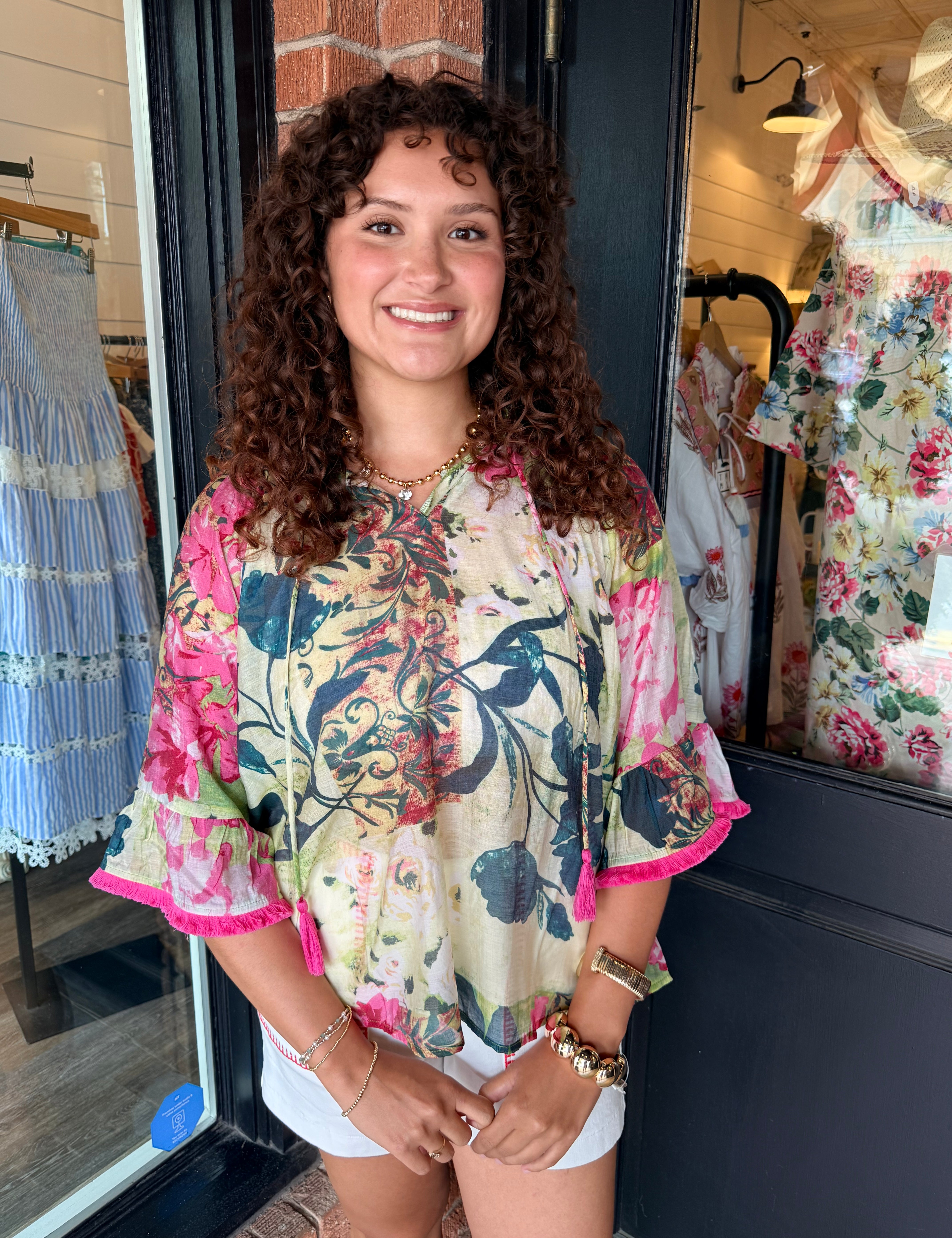 Carmen Floral Wide Sleeve Top