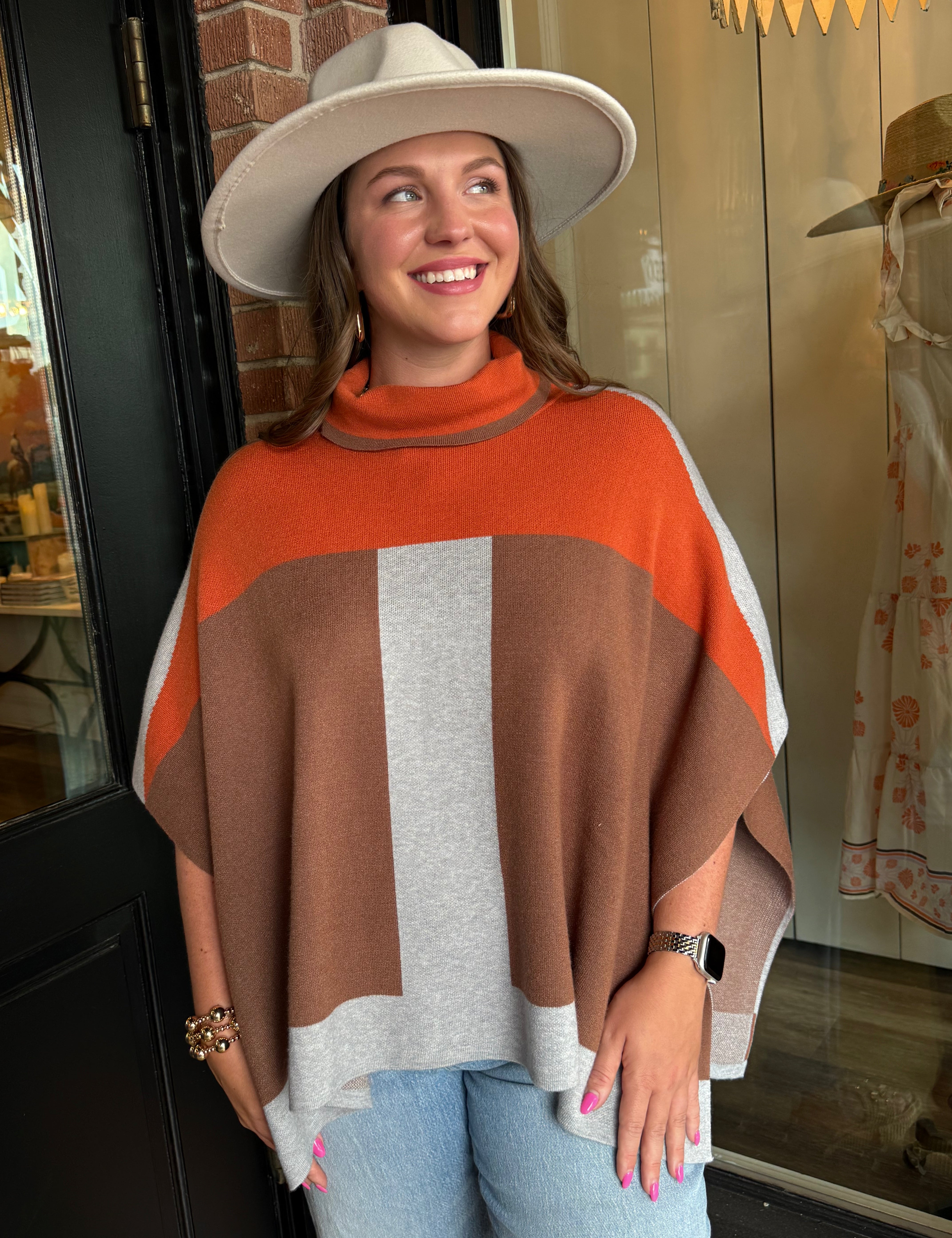 Krissy Colorblock Poncho