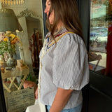 Emma Striped Button Top