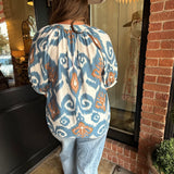 Melody Abstract Top- Blue