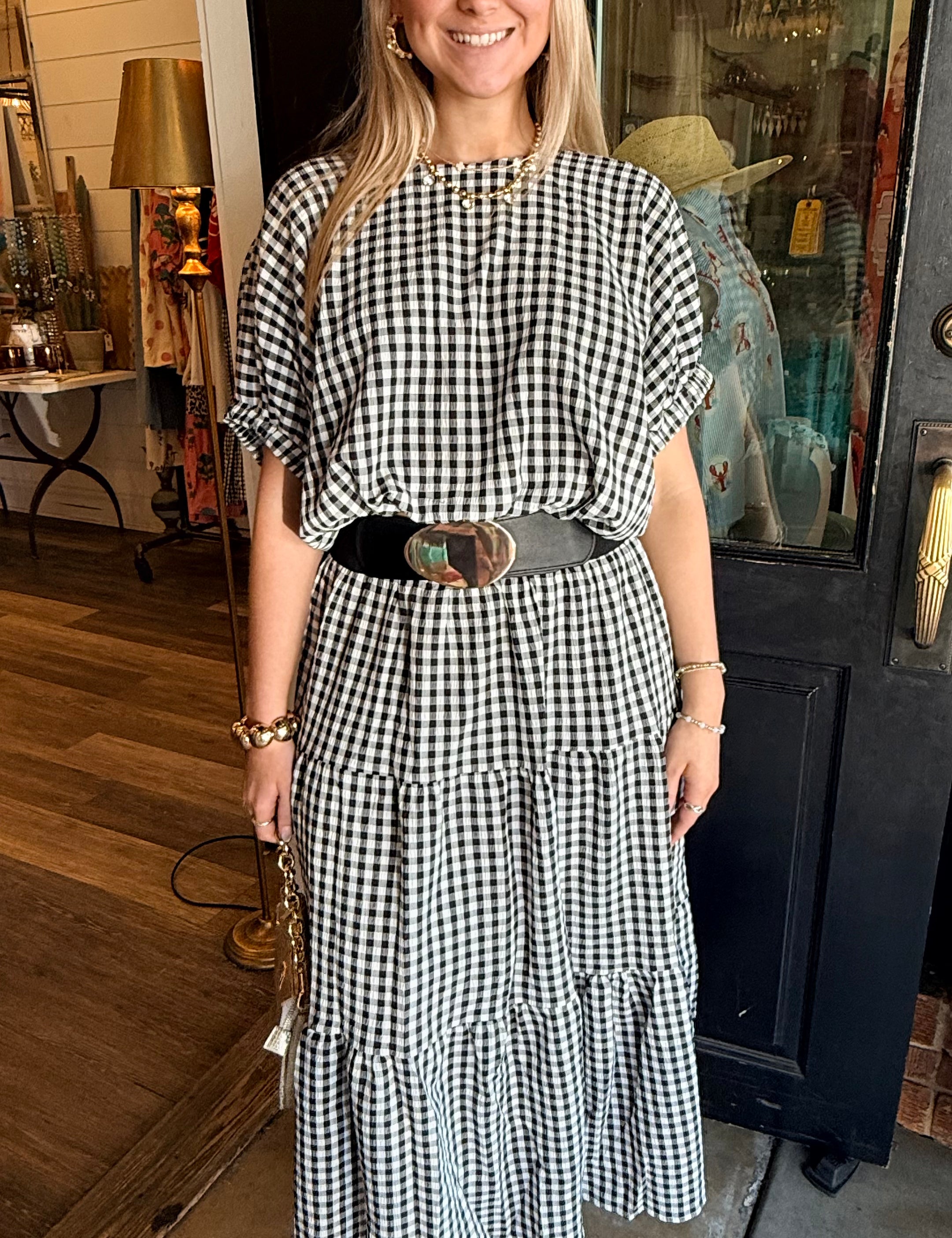 Rachel Gingham Midi Skirt + Top Set
