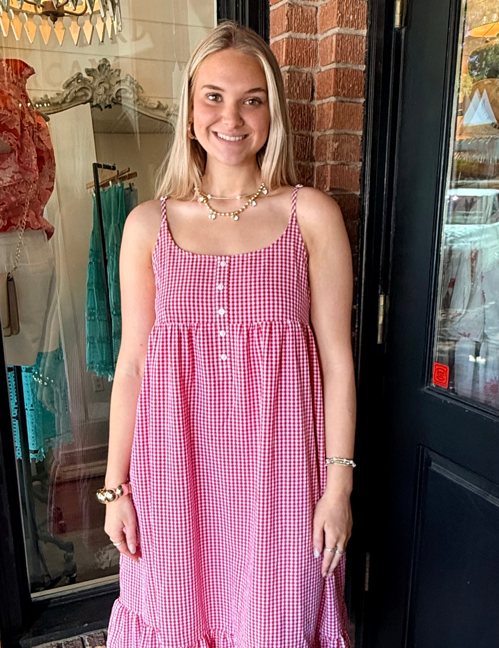 Astrid Gingham Midi Dress