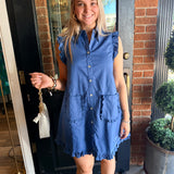 Katherine Ruffled Sleeveless Shirt Dress