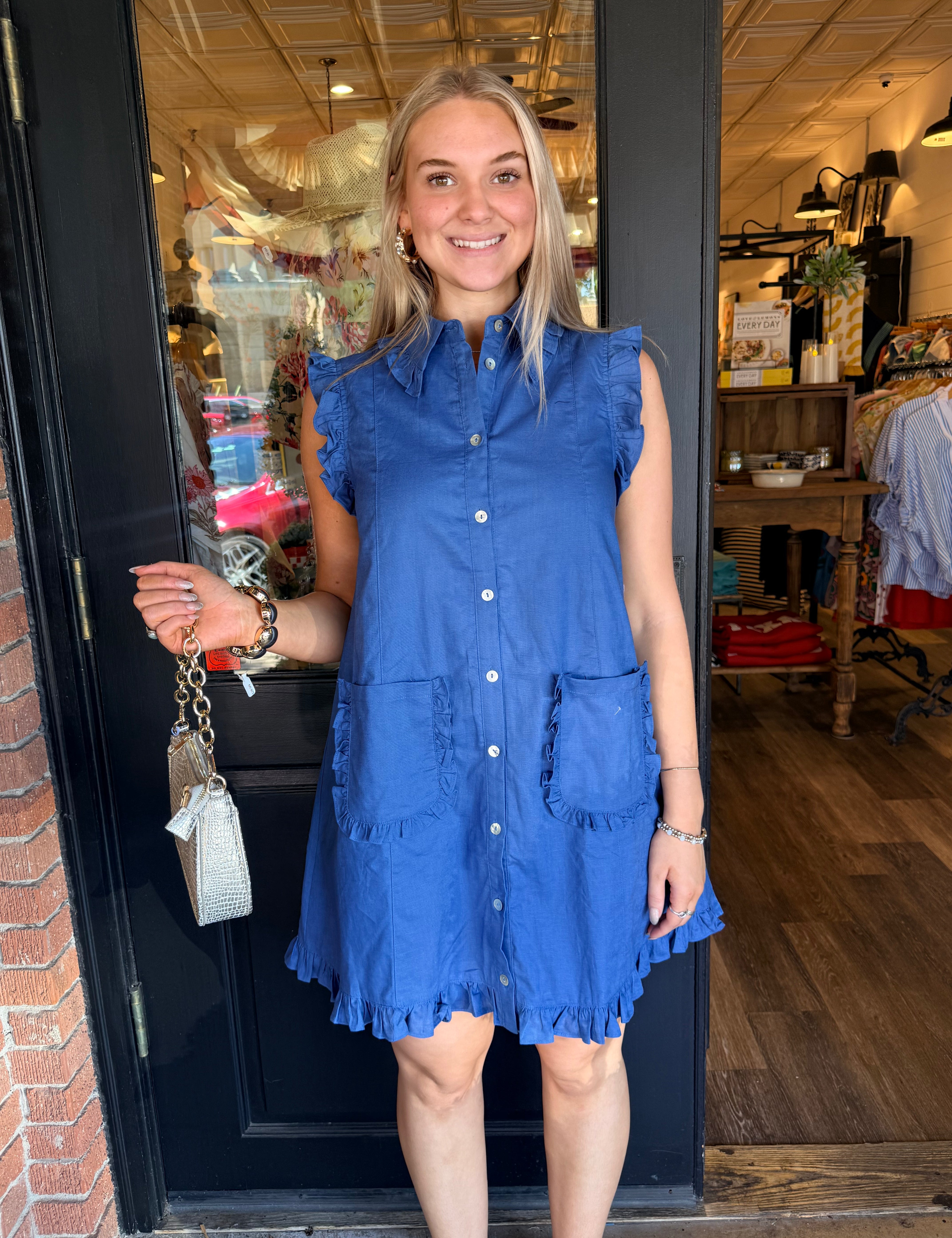Katherine Ruffled Sleeveless Shirt Dress