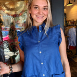 Katherine Ruffled Sleeveless Shirt Dress
