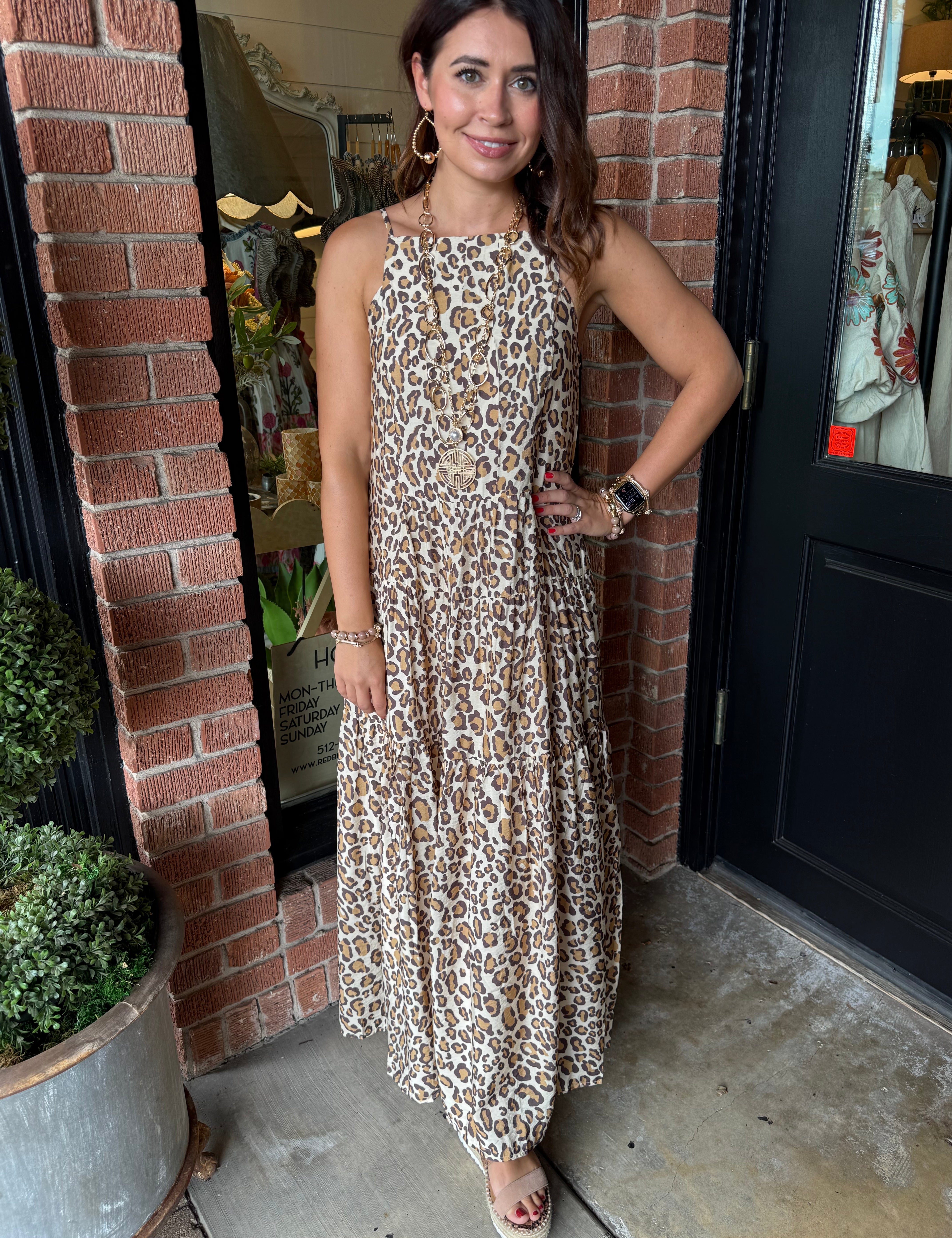 Jeanette Leopard Maxi Dress