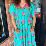 Madeline Hydrangea Midi Dress