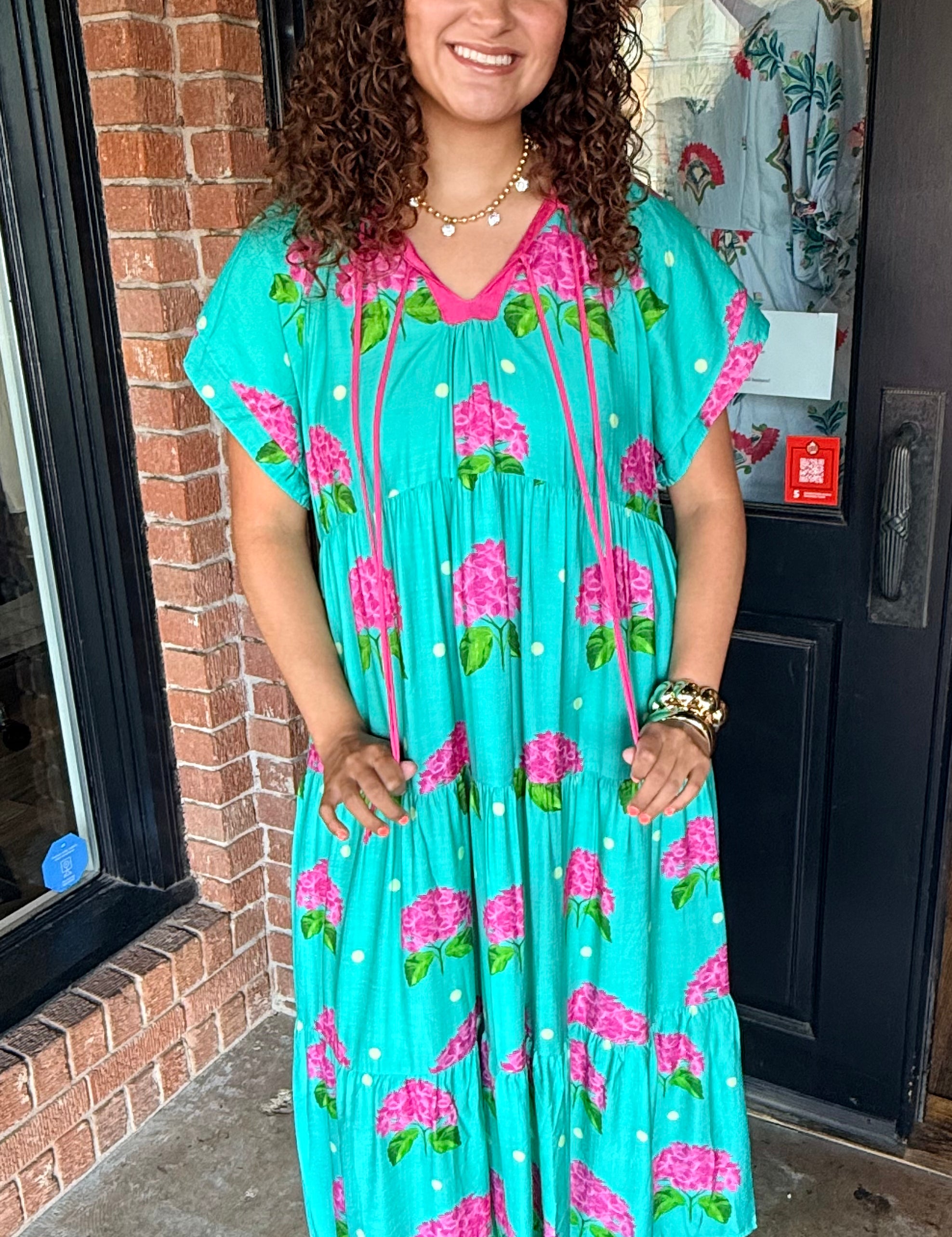 Madeline Hydrangea Midi Dress