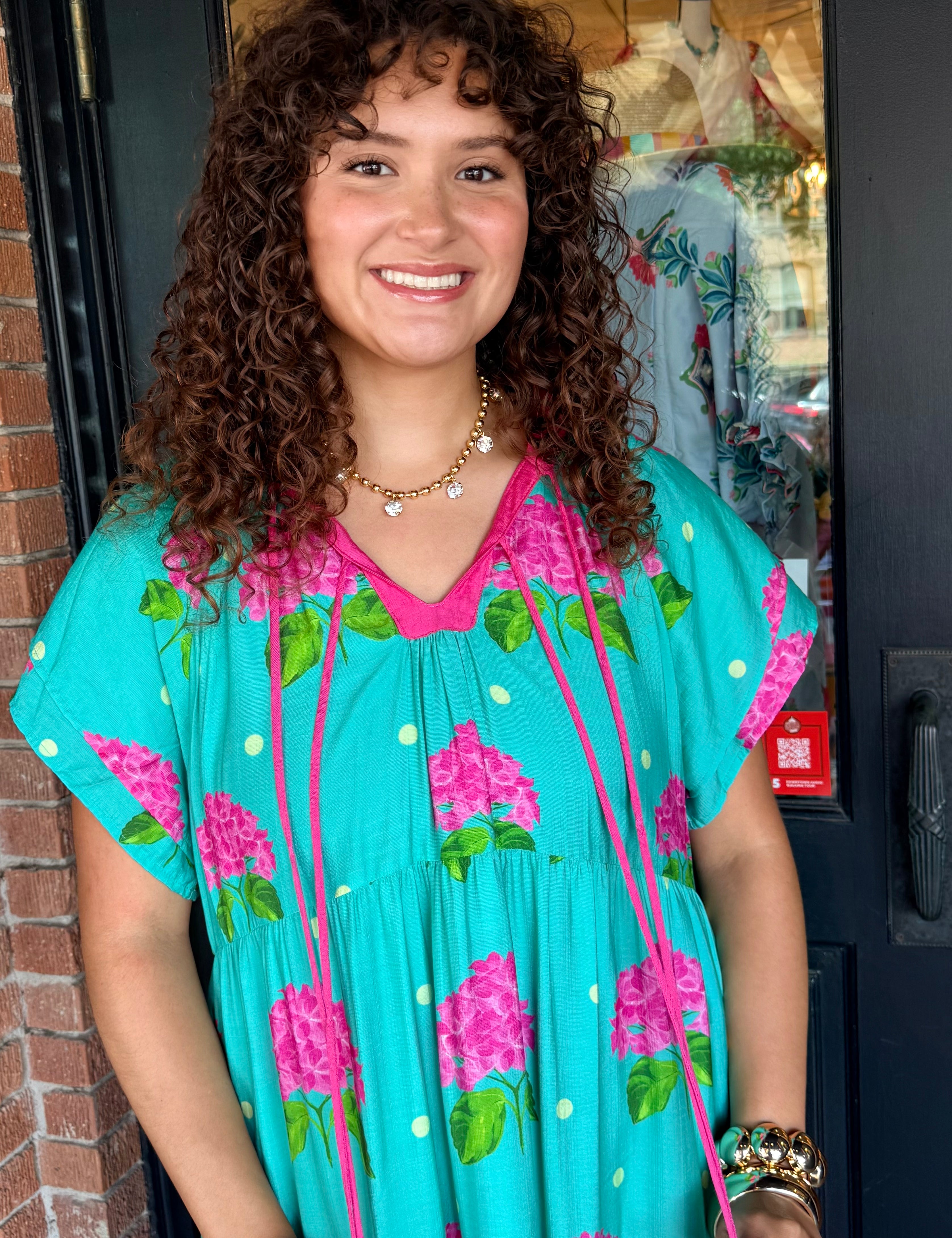Madeline Hydrangea Midi Dress