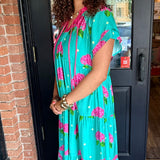 Madeline Hydrangea Midi Dress