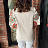 Starla Embroidered Suede Top
