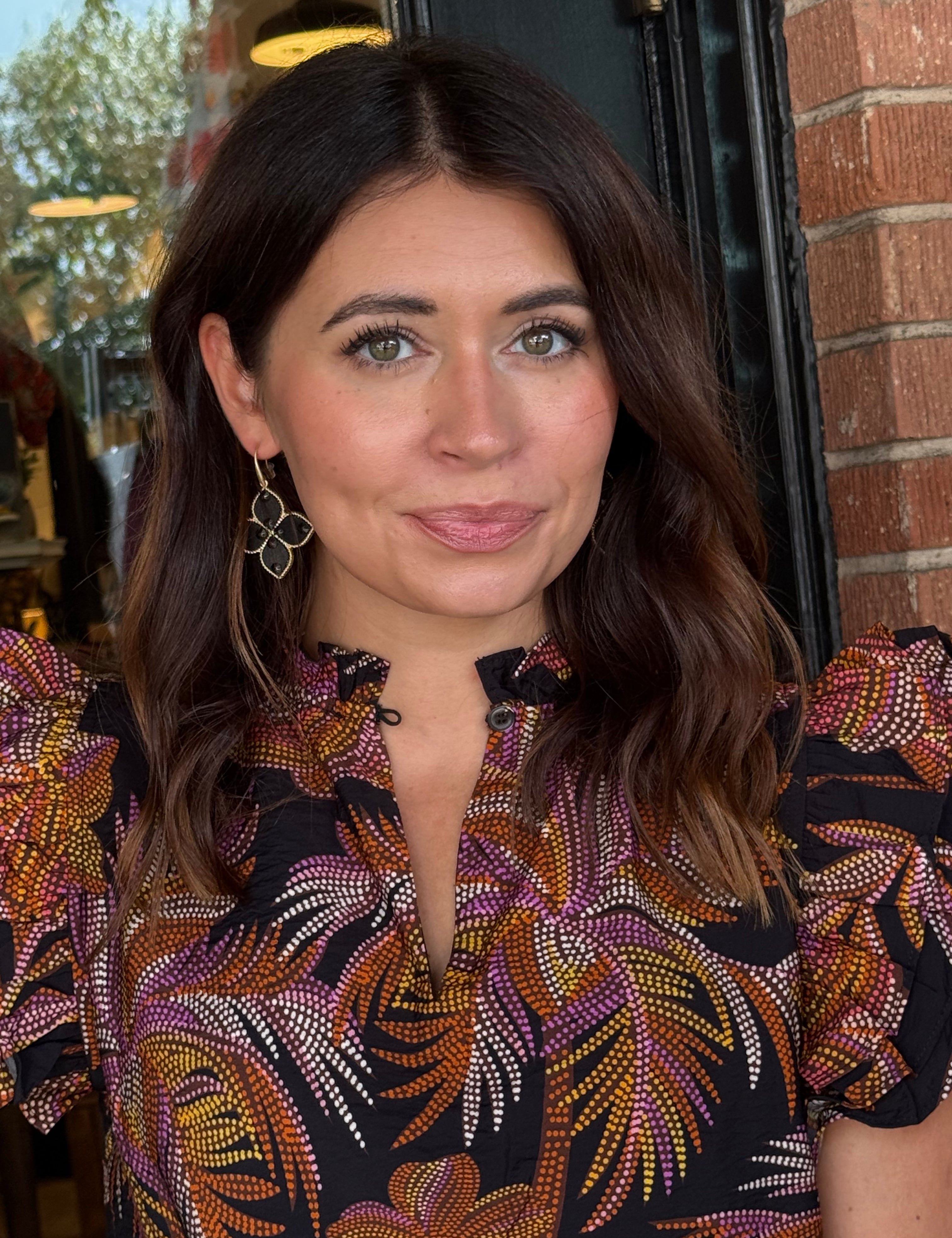 Jaclyn Leaf Print Blouse