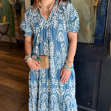 Savannah Border Print Midi Dress