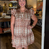 Sunny Print Tiered Mini Dress- Dusty Orange