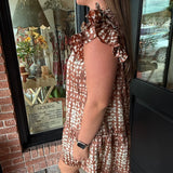 Sunny Print Tiered Mini Dress- Dusty Orange
