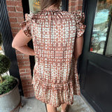 Sunny Print Tiered Mini Dress- Dusty Orange