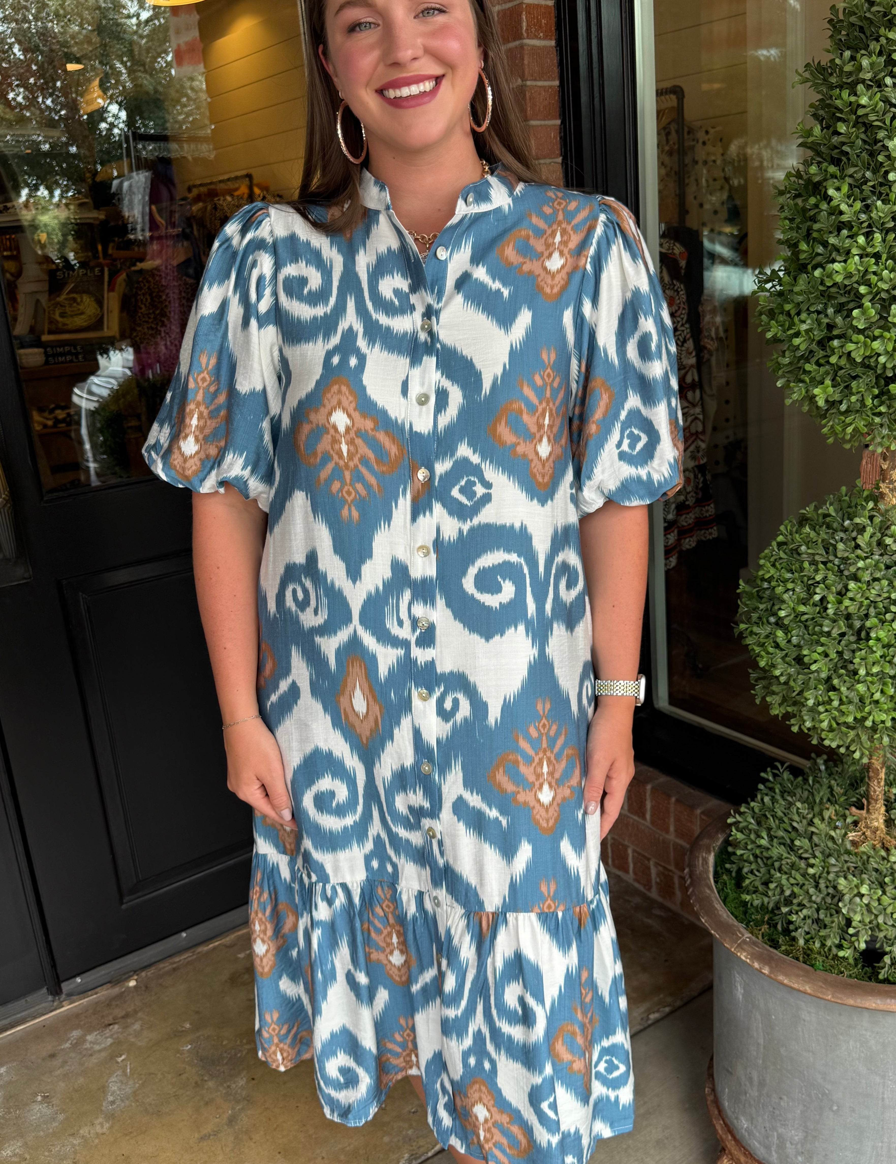 Lydia Button Midi Dress