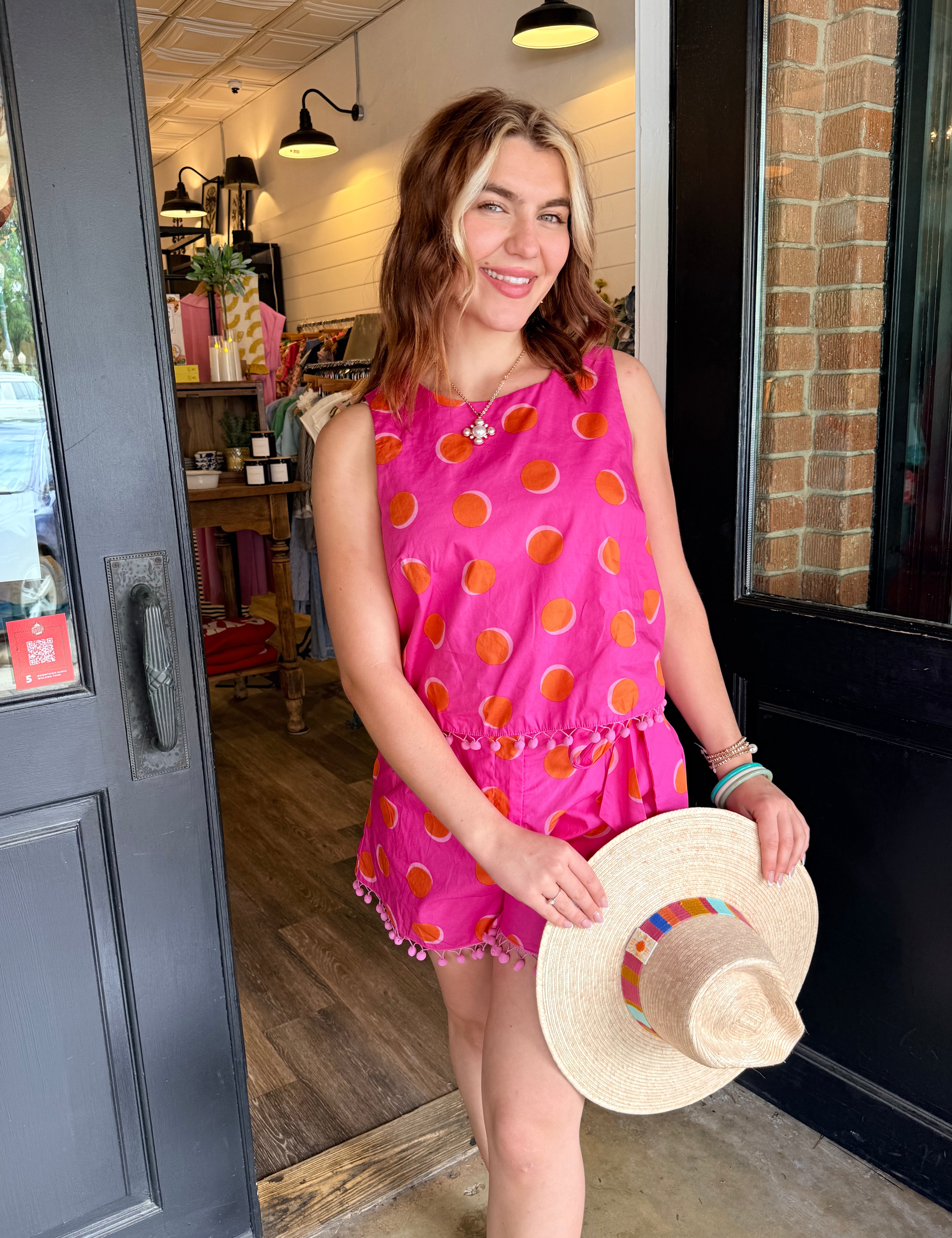 Rosy Polka Dot Top & Shorts Set
