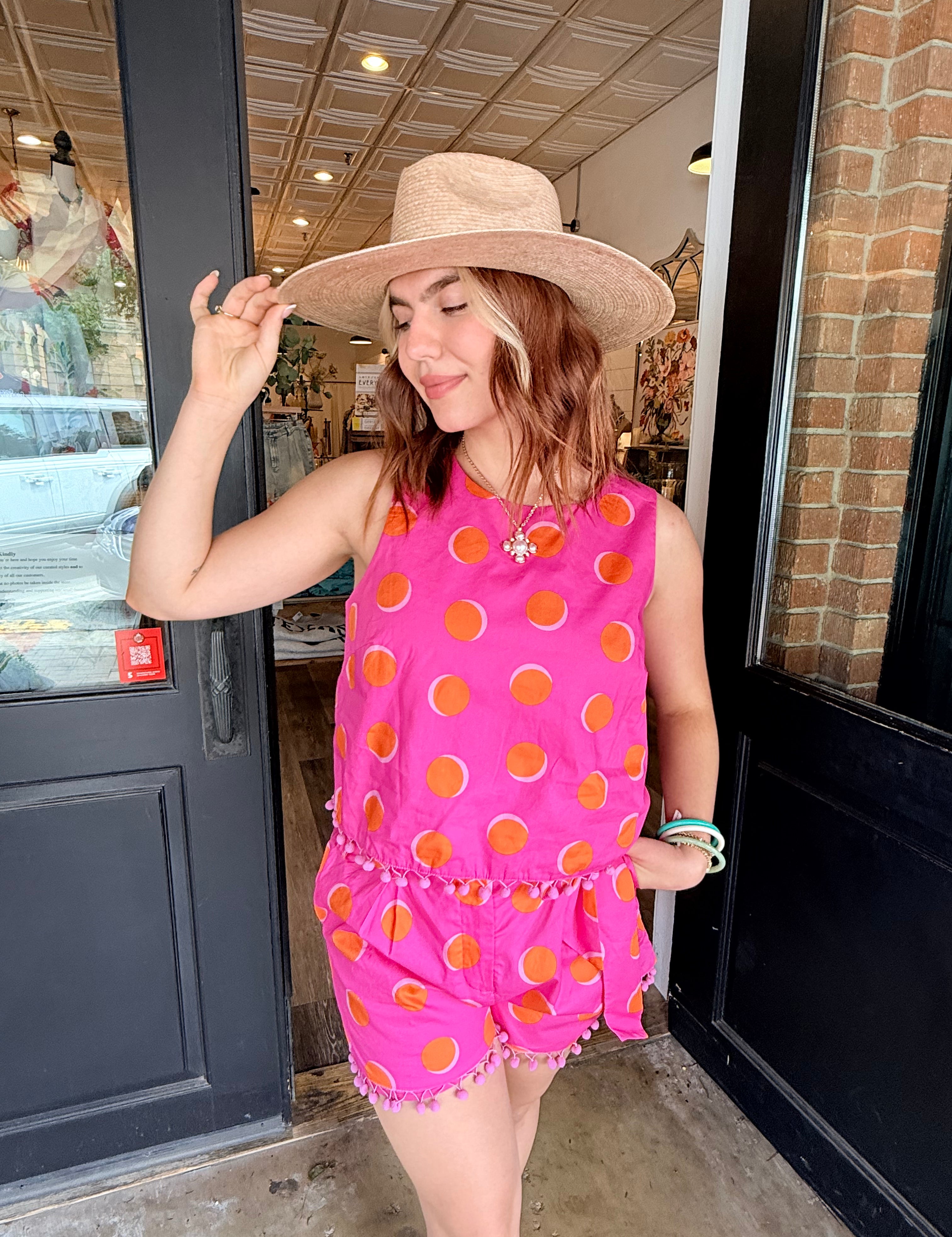 Rosy Polka Dot Top & Shorts Set