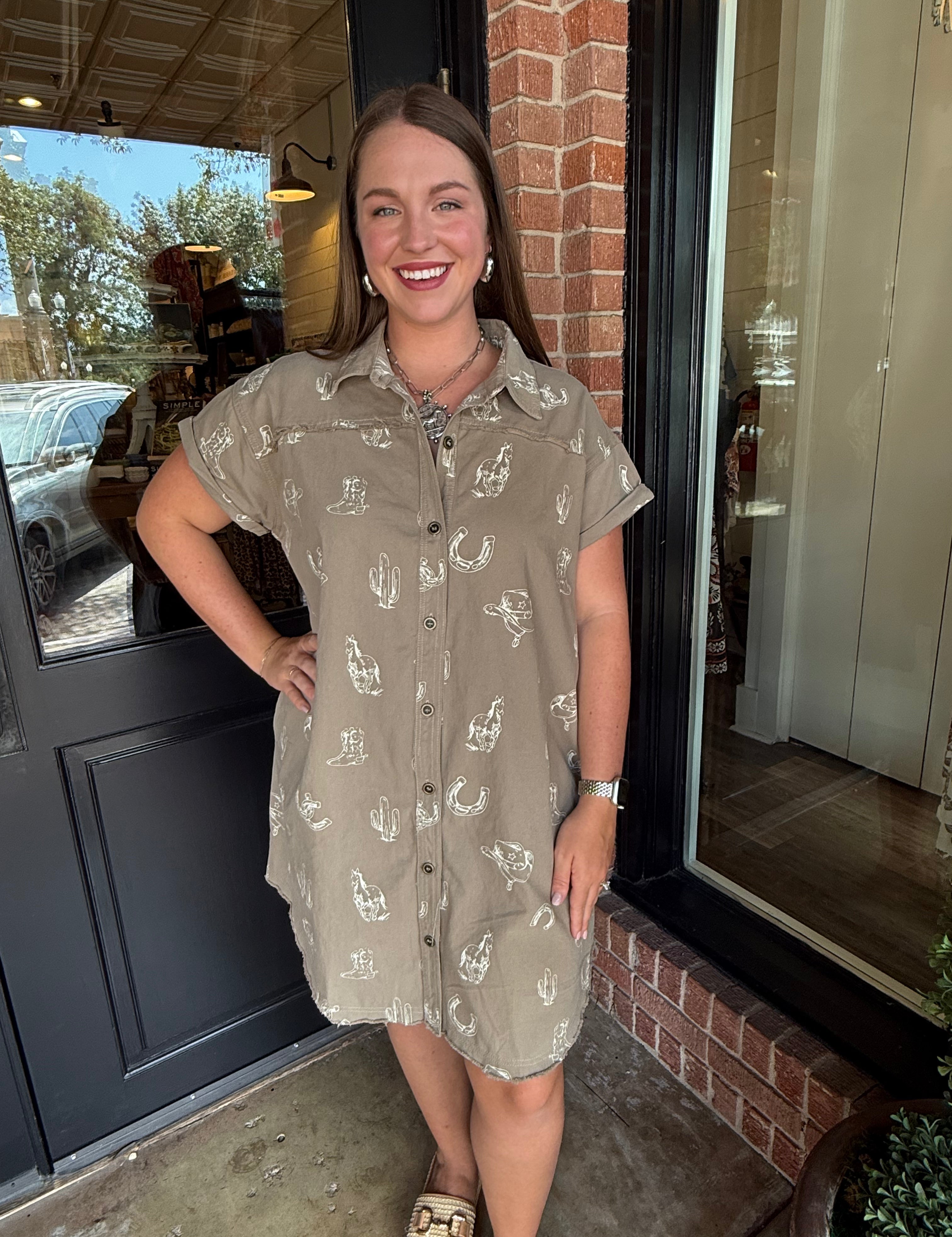 Addy Western Print Dress