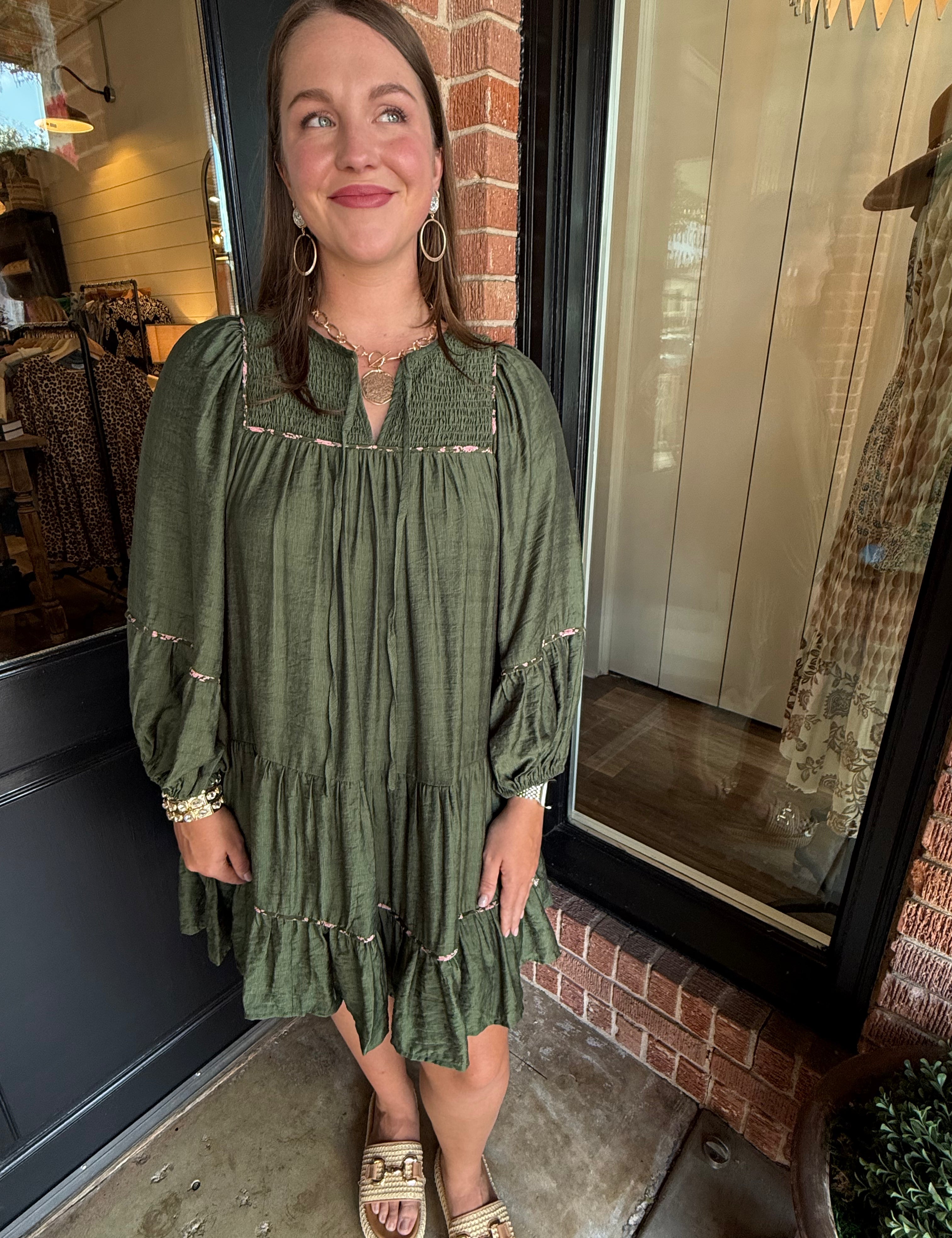 Alicia Cheetah Trim Dress