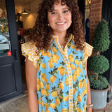 Angela Lemon Print Mini Dress