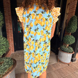 Angela Lemon Print Mini Dress