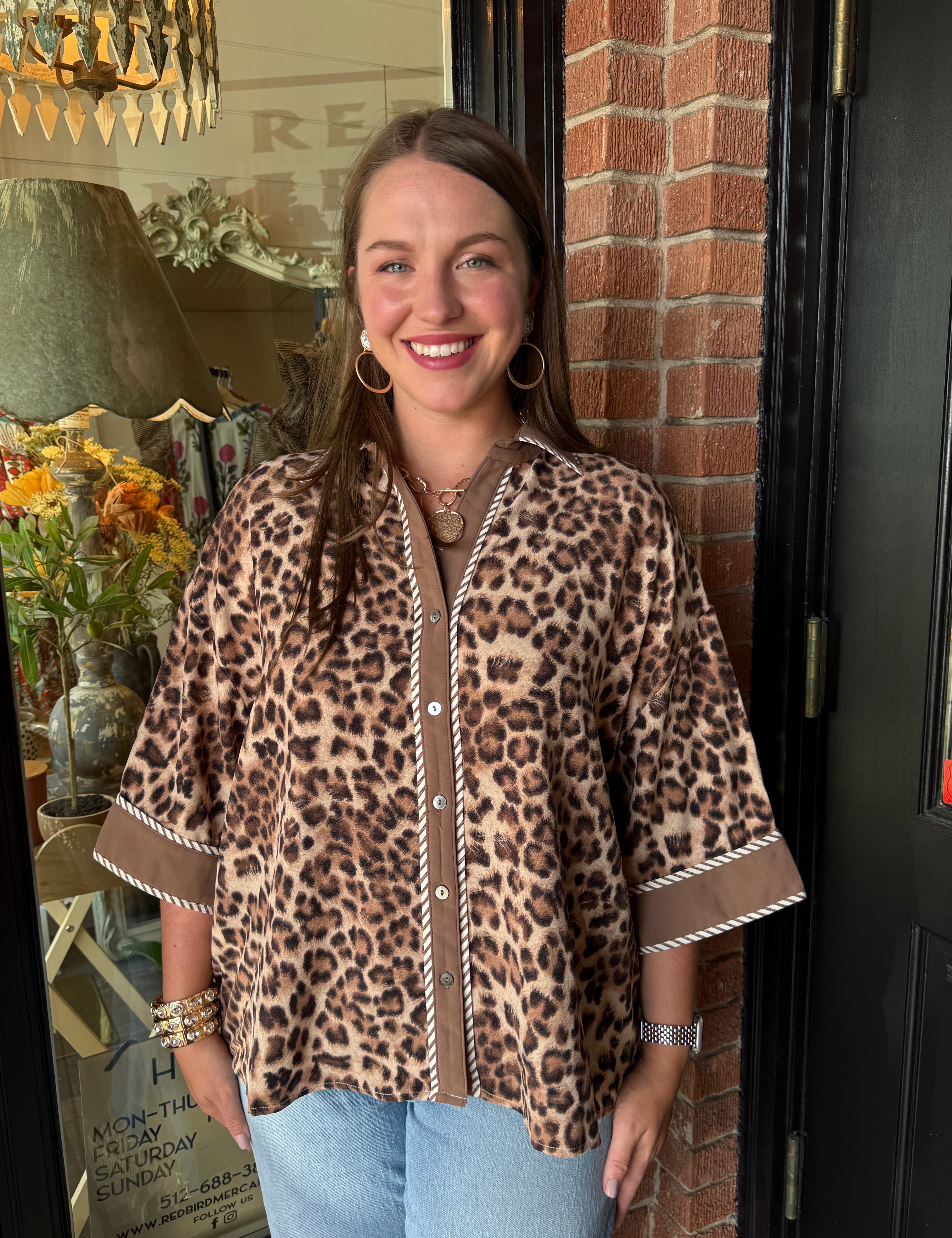 Raya Leopard Pattern Short Sleeve Shirt