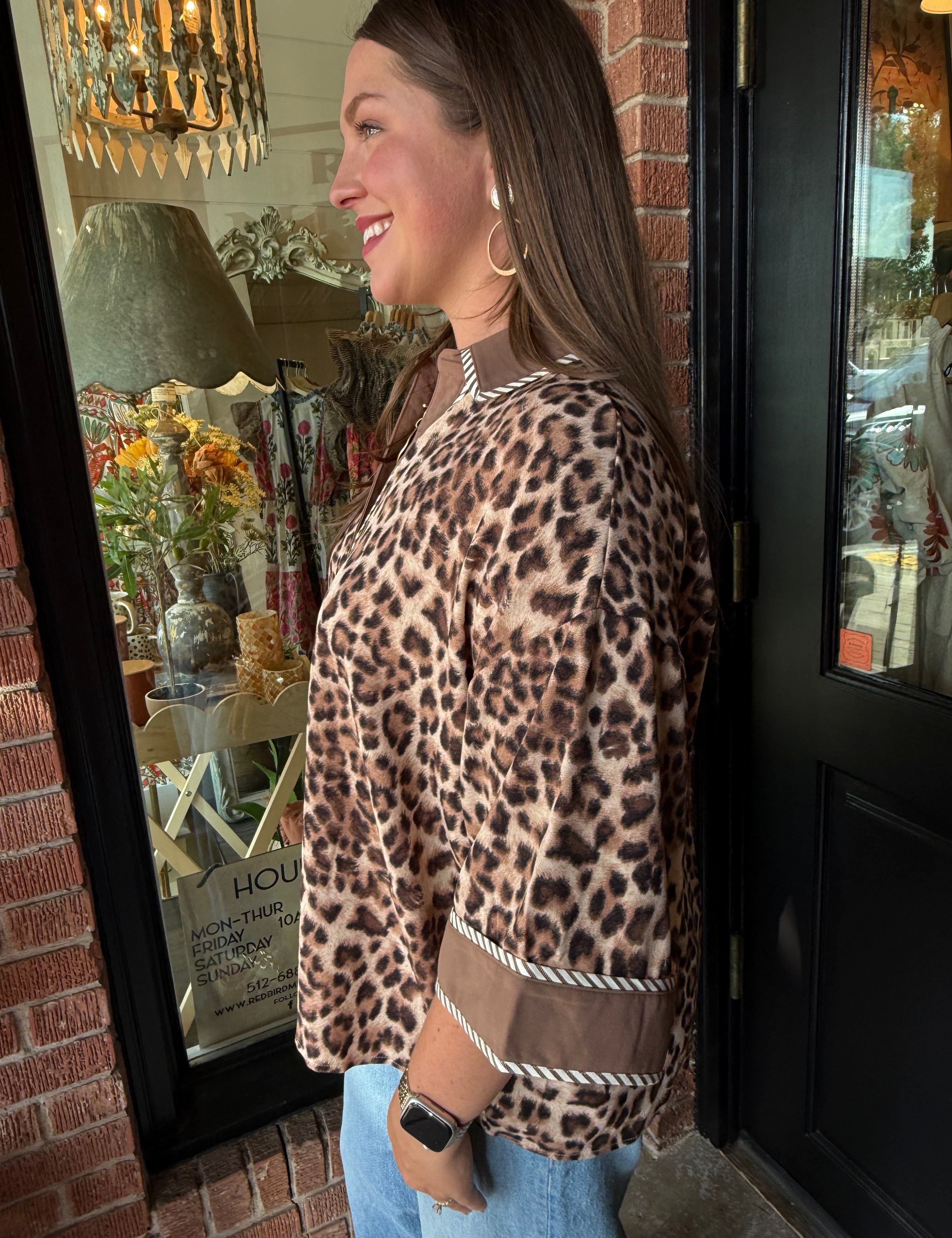 Raya Leopard Pattern Short Sleeve Shirt