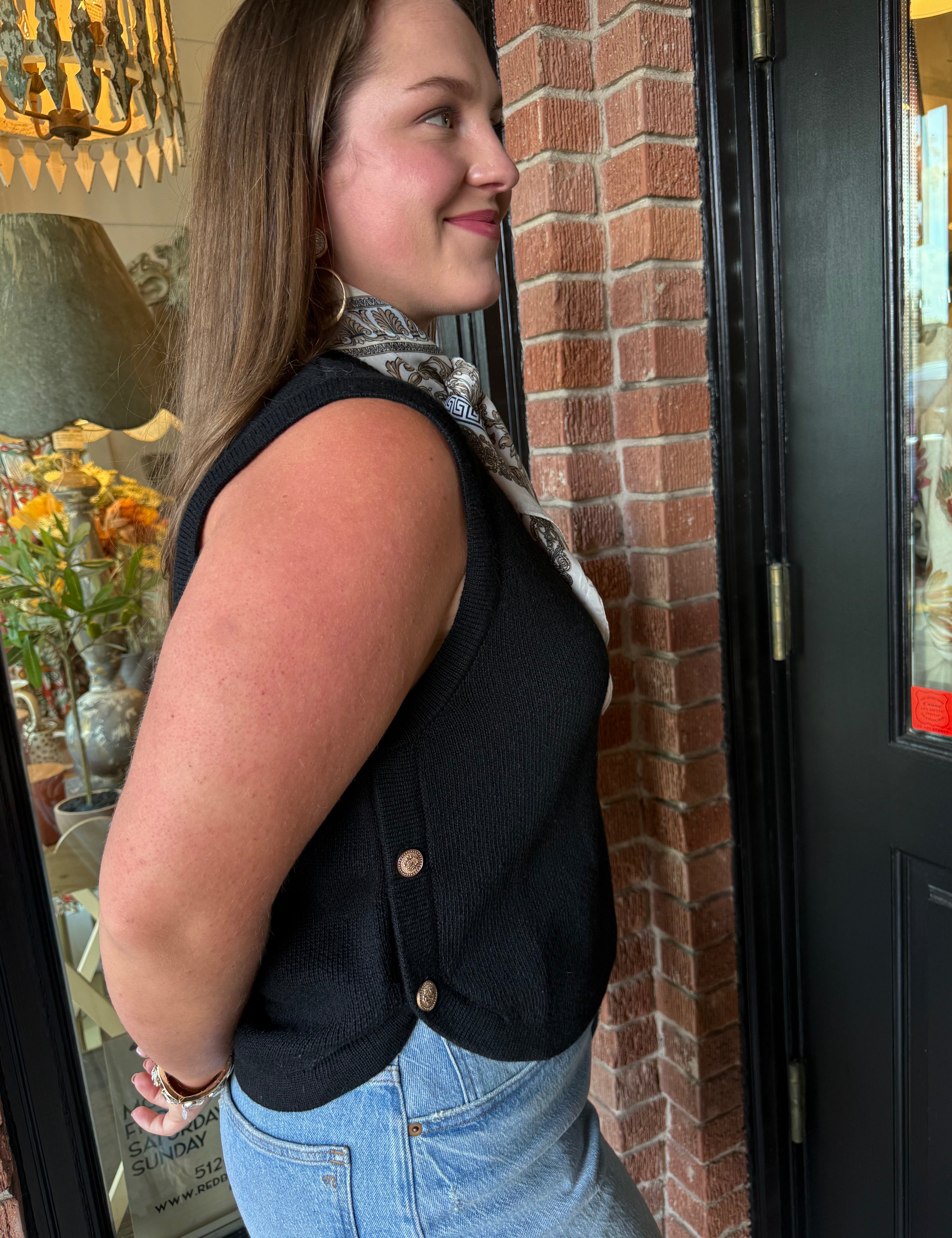 Anne Gold Button Tank Sweater