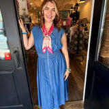 Vickie Denim Zip Midi Dress