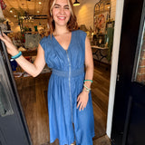Vickie Denim Zip Midi Dress