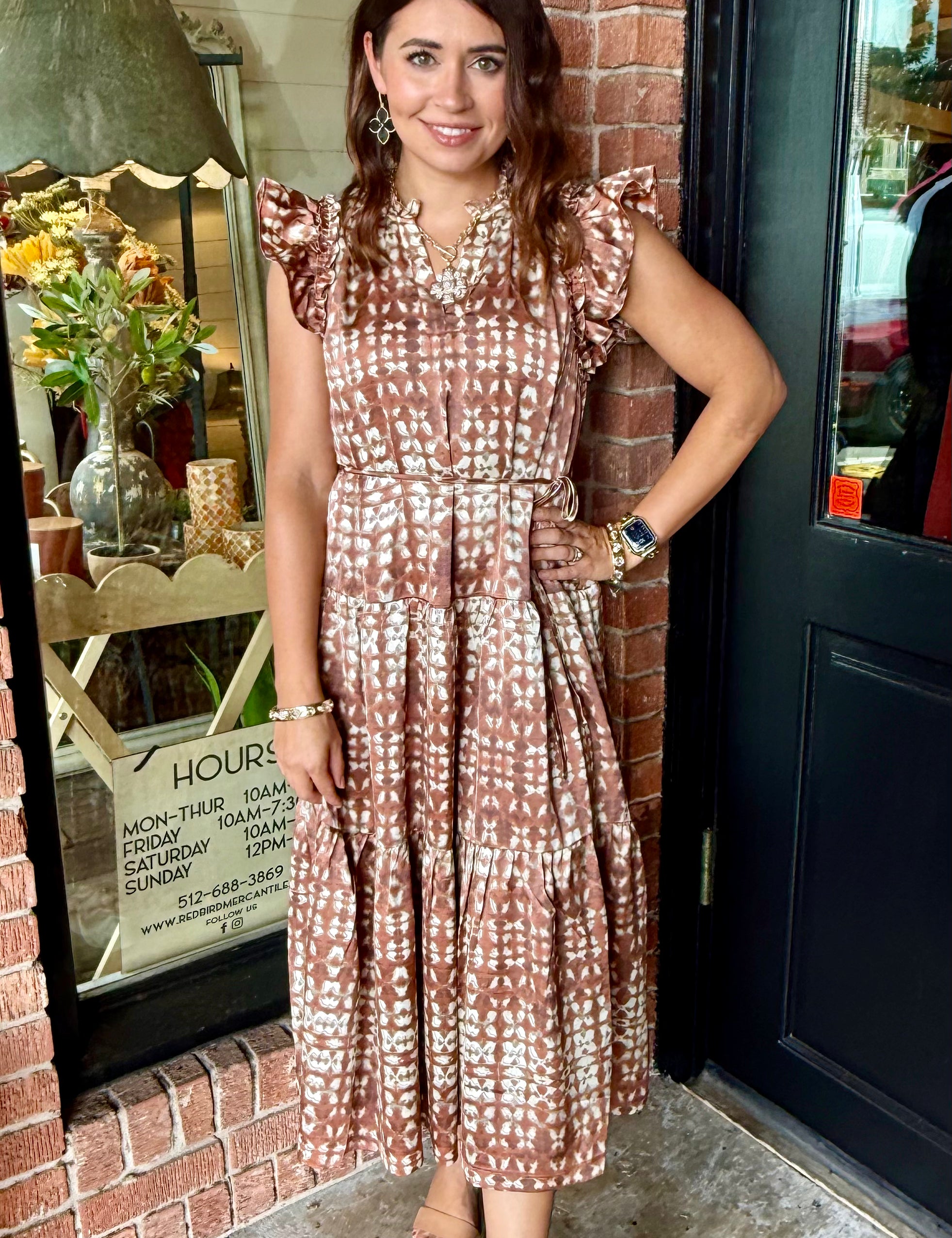 Abigail Print Tiered Midi Dress