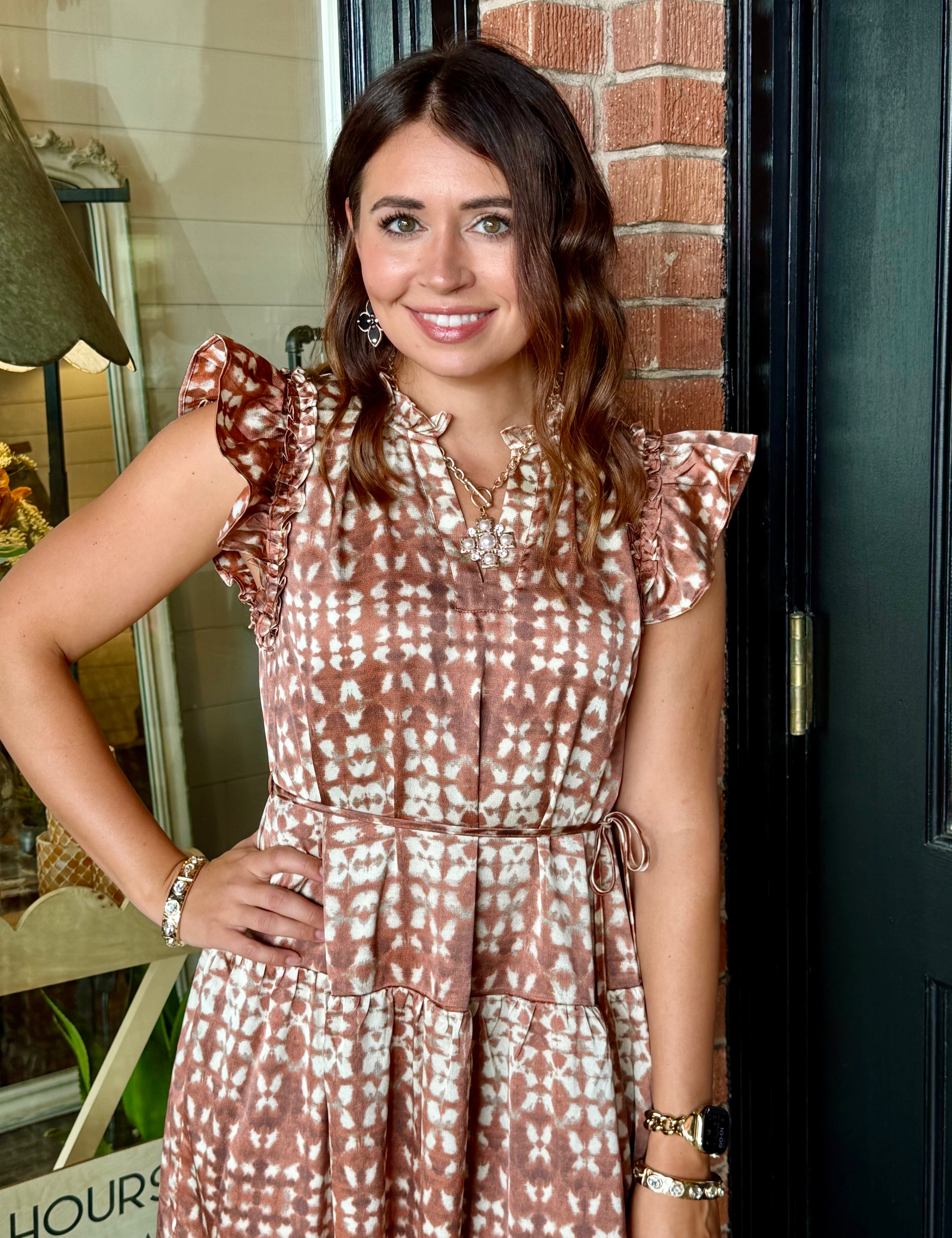 Abigail Print Tiered Midi Dress