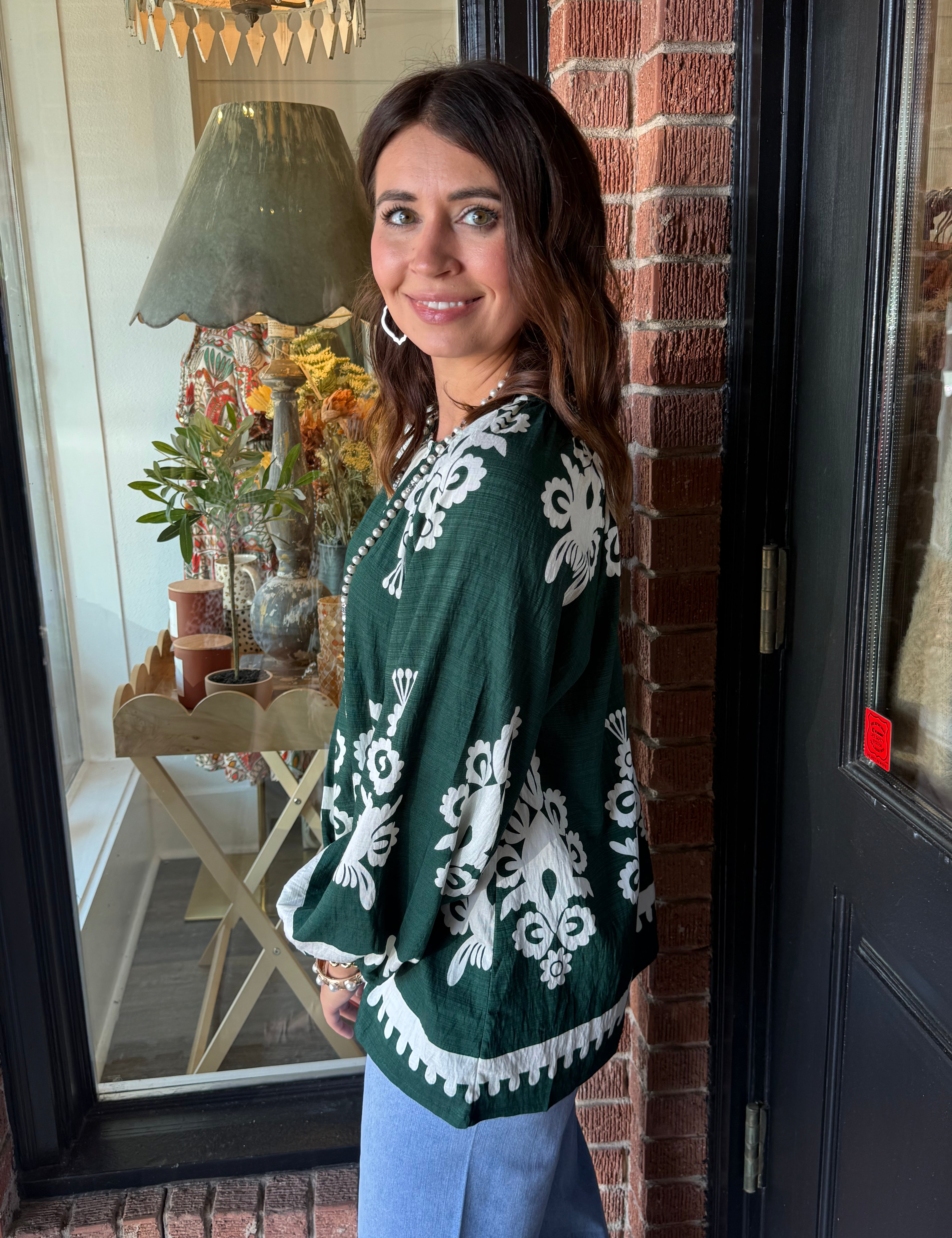 Genevieve Two Tone Print Top