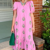 Hana Botanical Print Midi Dress