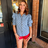 Julia Polka Dot Puff Sleeve Top