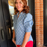 Julia Polka Dot Puff Sleeve Top