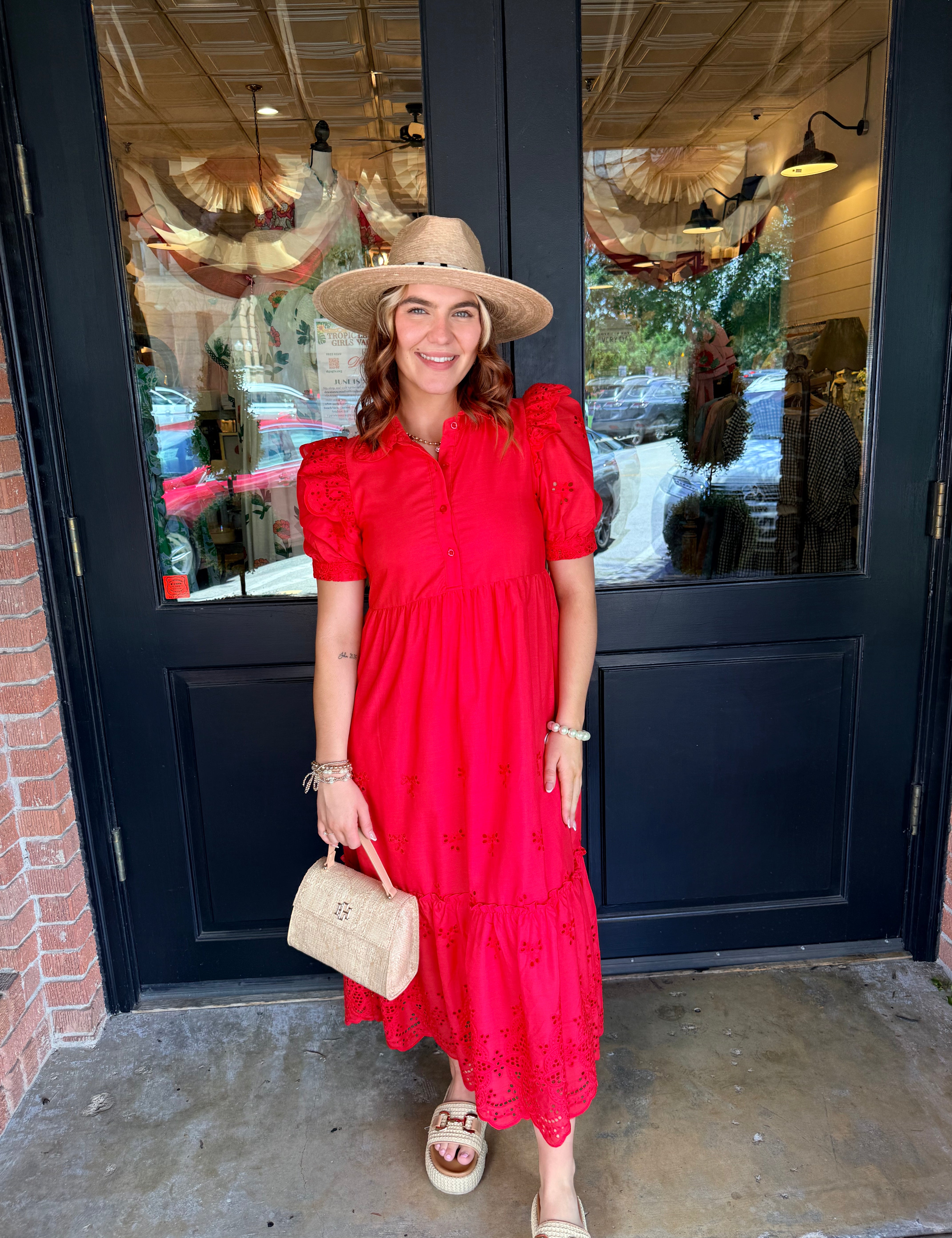 eyelet red dress Feeling Your Best Bow Dress, X-Large - The Mint Julep Boutique Caribbean Dress Red Eyelet is a vibrant Glow Together Corset Cotton Eyelet