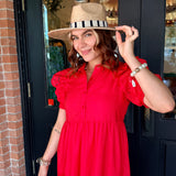 Greer Eyelet Collared Midi Dress