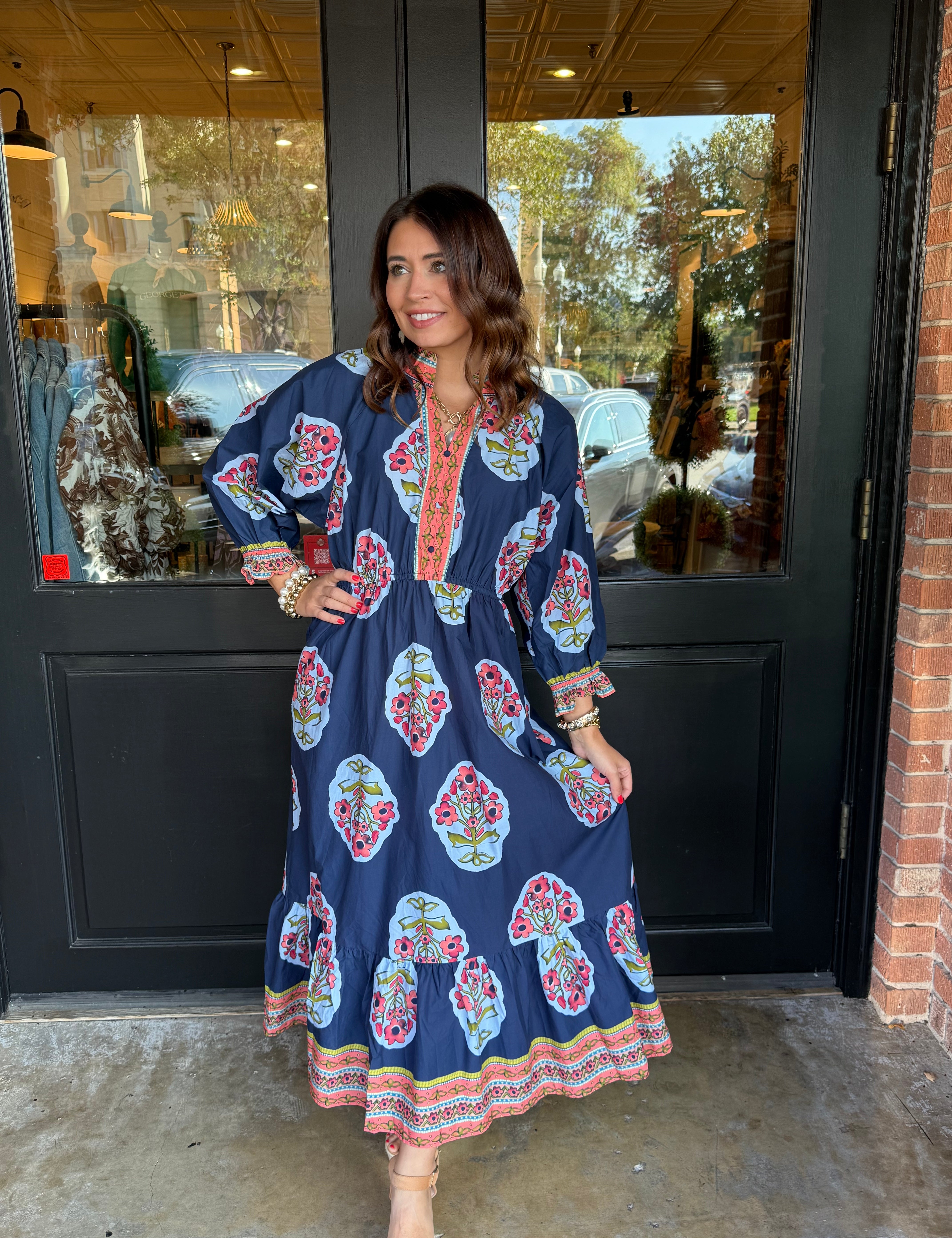 Grace Border Print Midi Dress