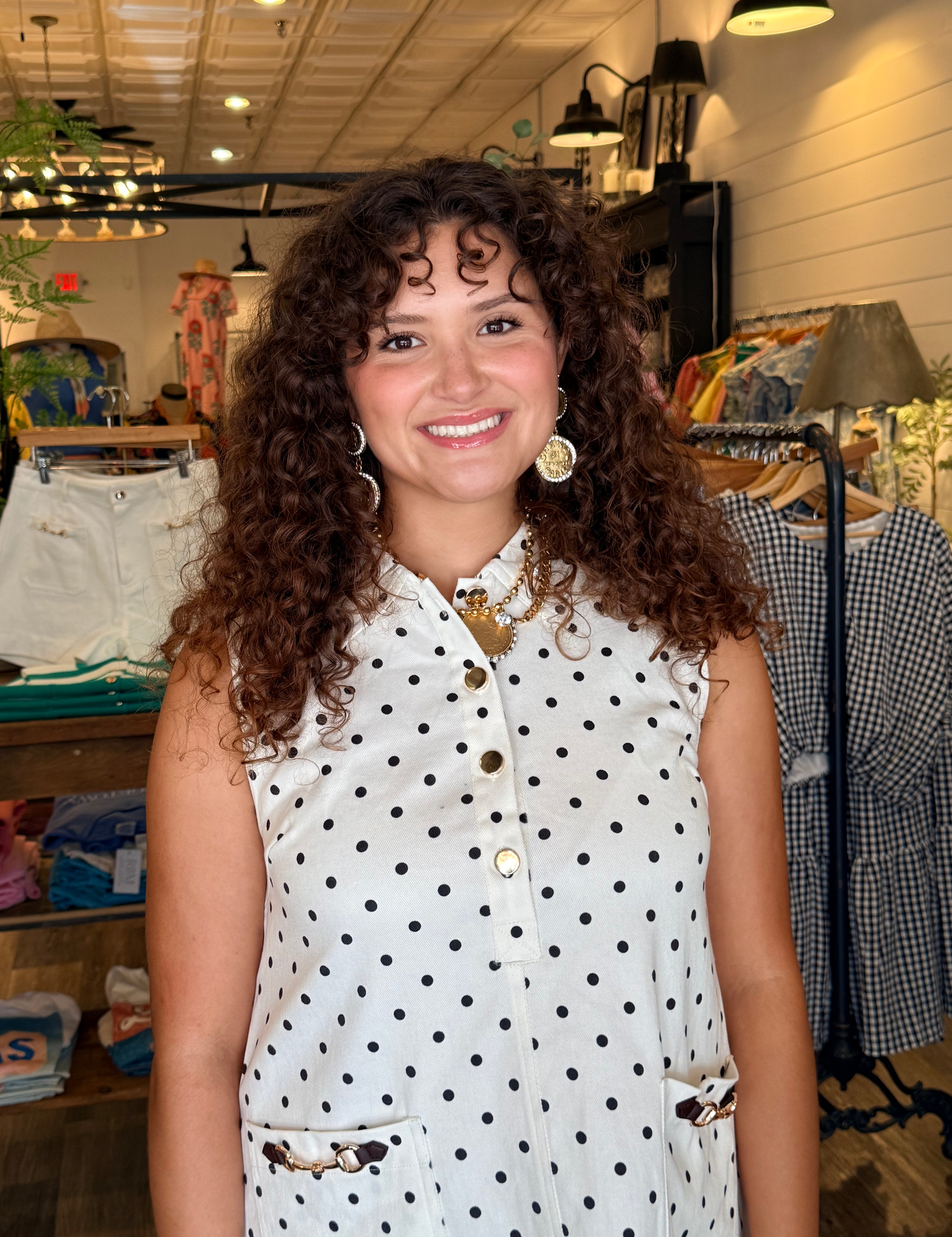 Kimmi Polka Dot Denim Dress