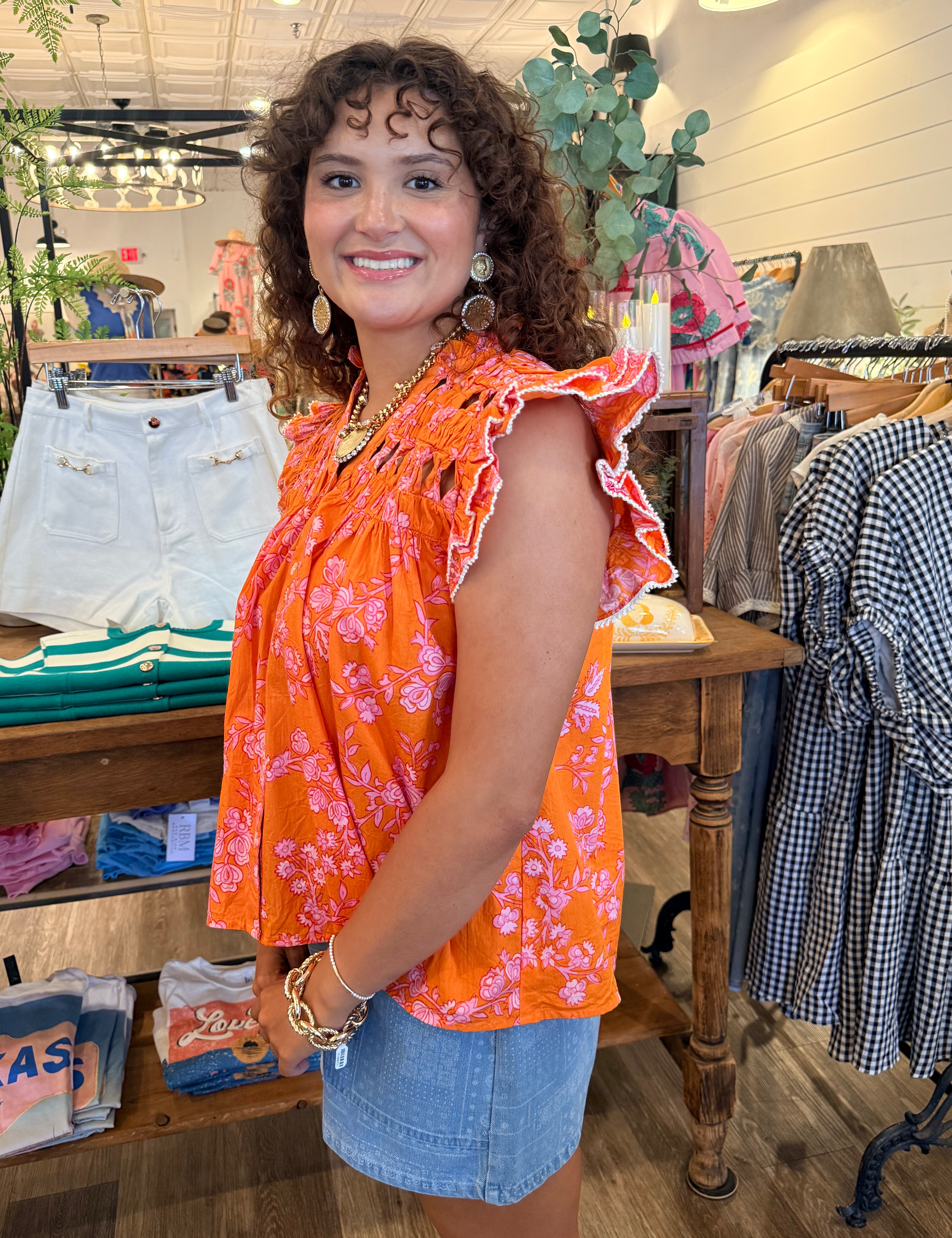 Braxton Floral Button Top