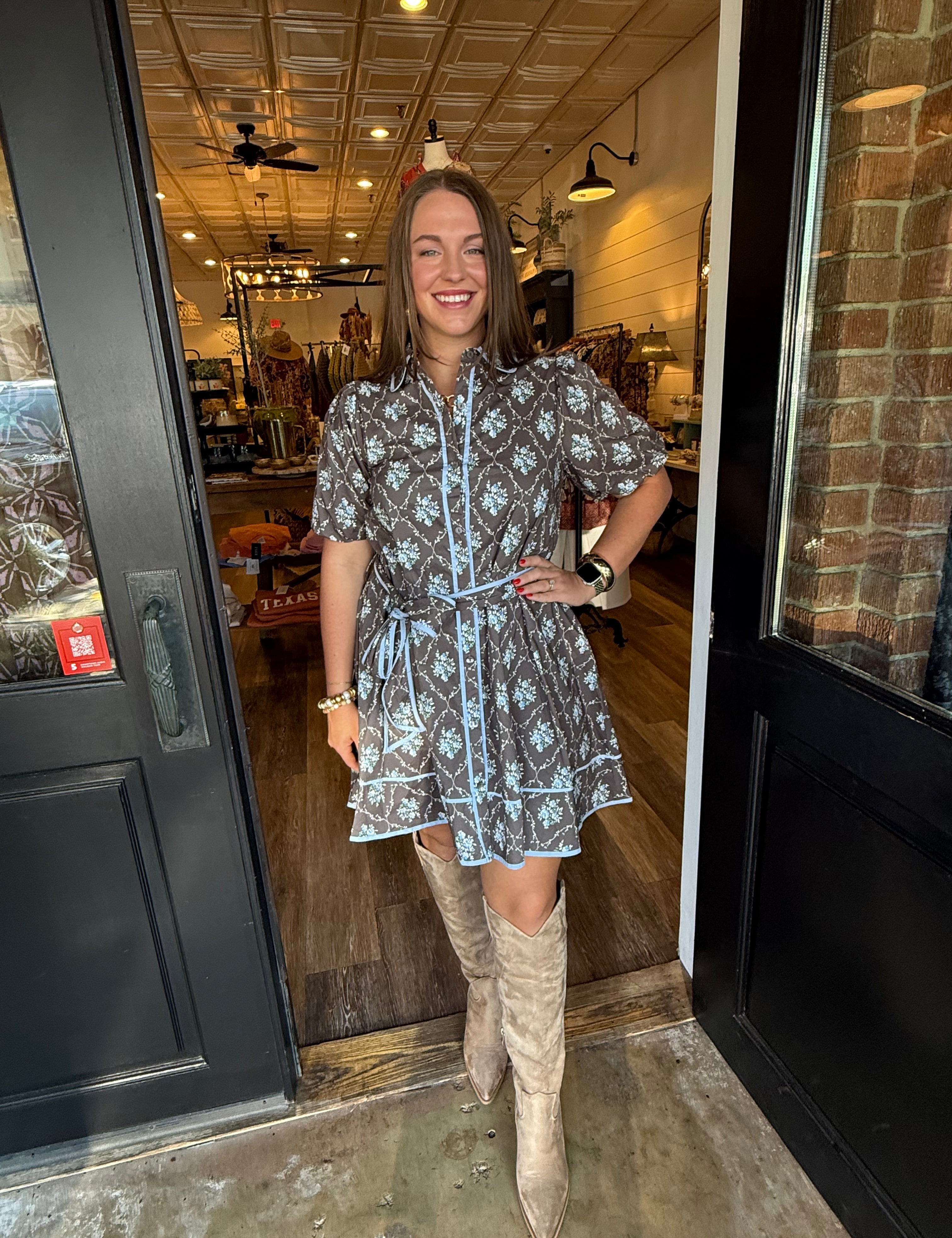 Leena Brown Floral Dress