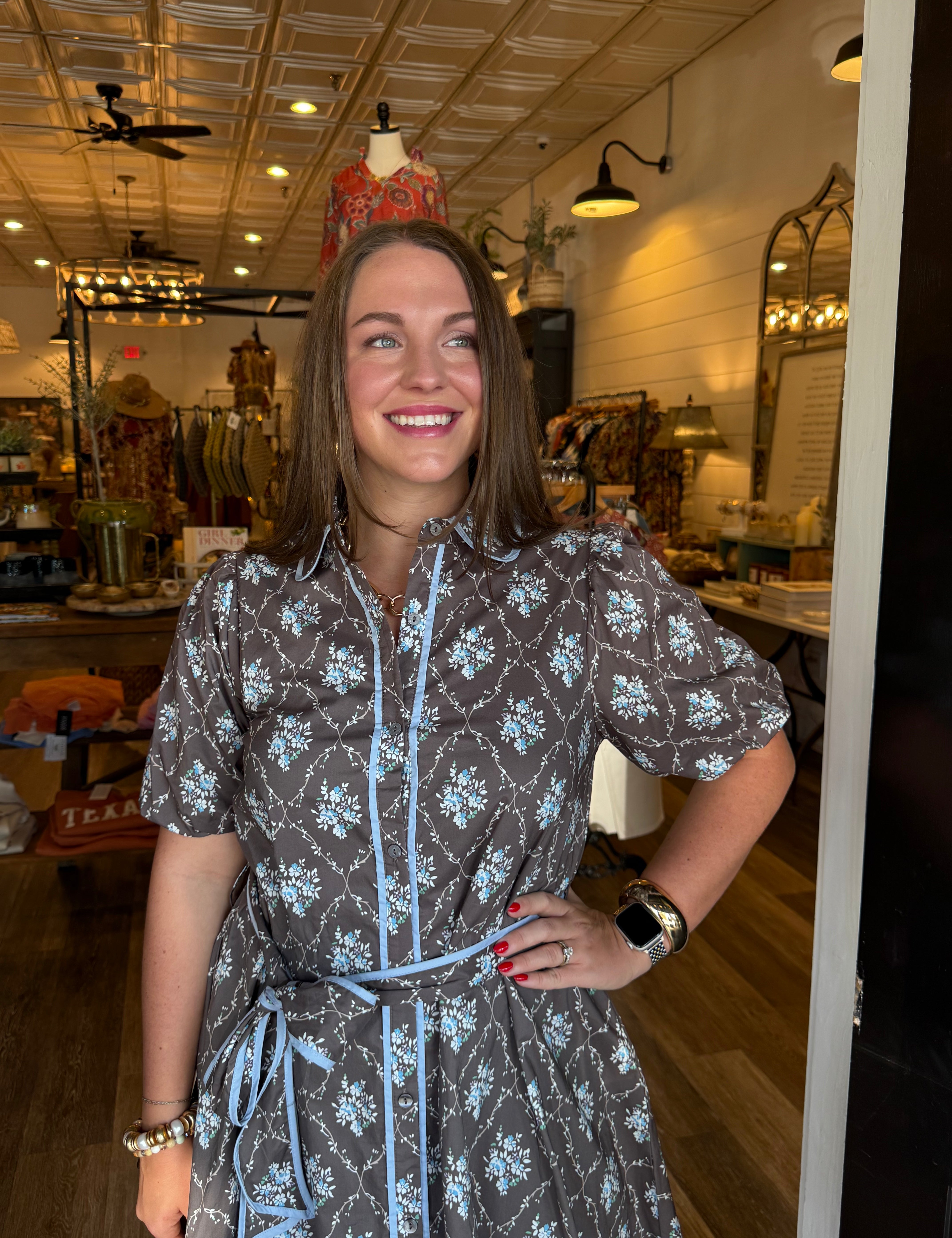 Leena Brown Floral Dress